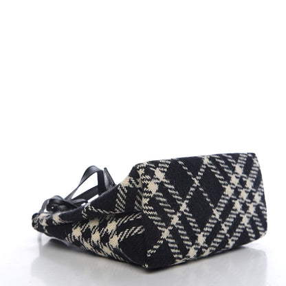 Burberry Wool Plaid Check Tote Black 3 of 8