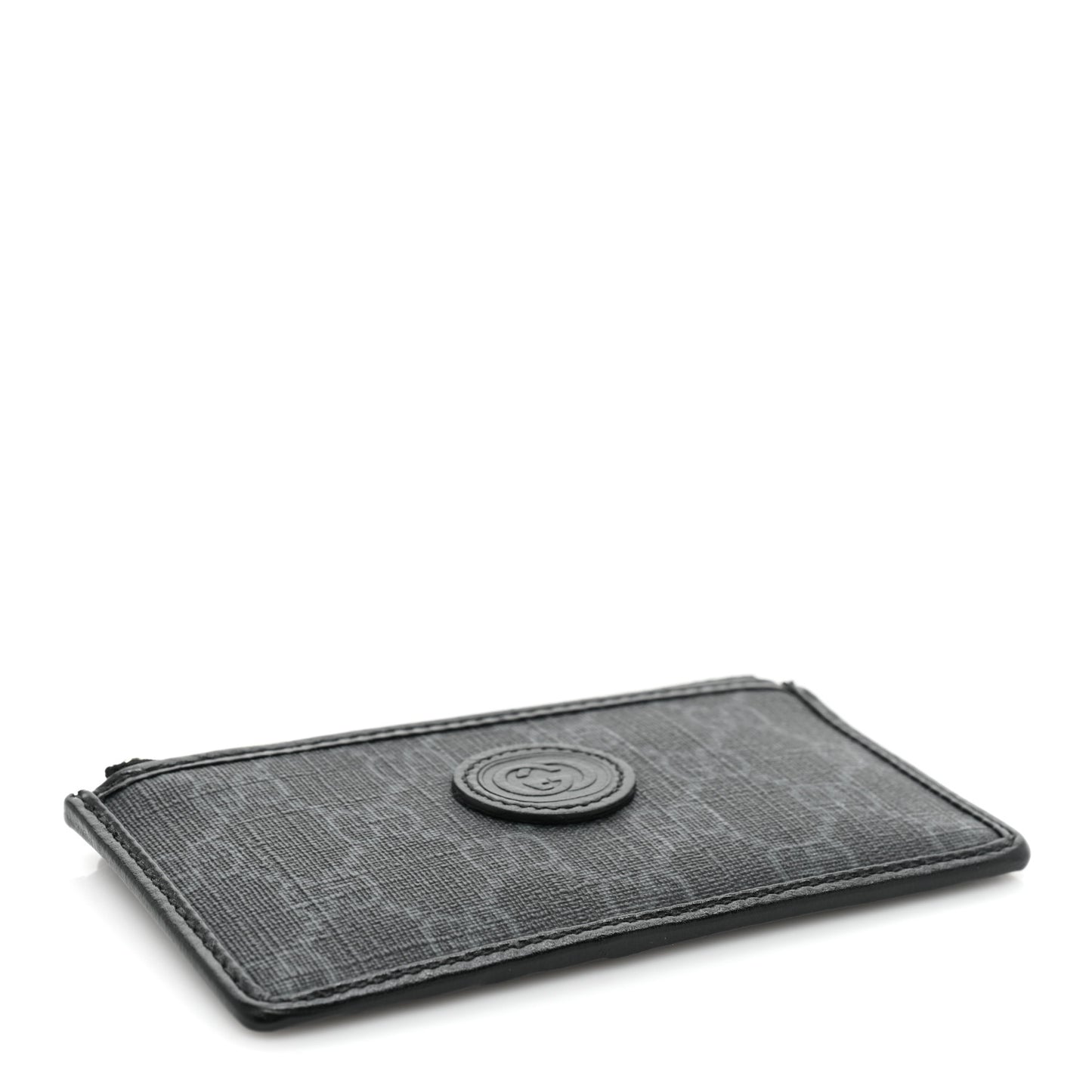 GG Supreme Monogram Azalea Calfskin Retro Interlocking G Coin Case Card Holder Black