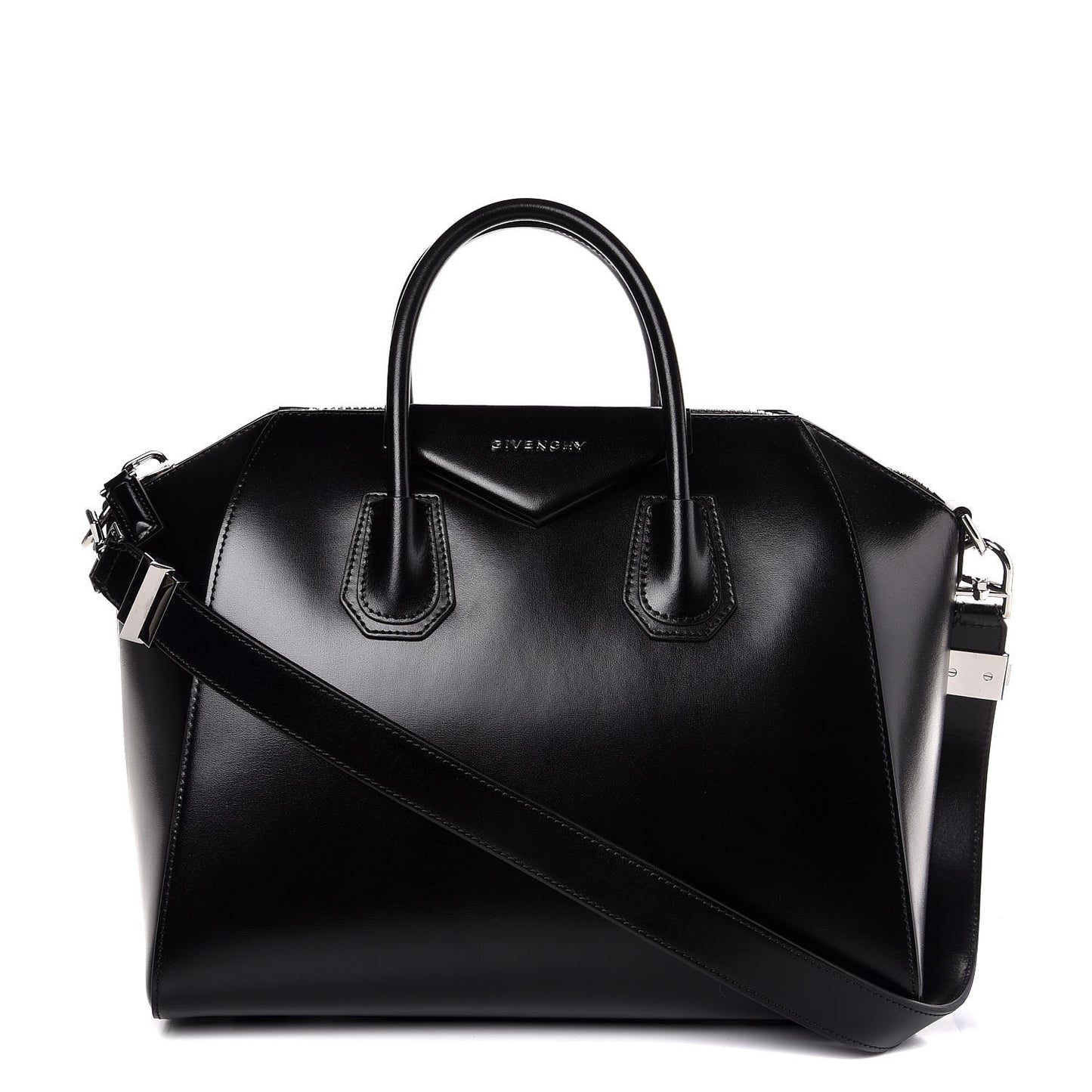 Shiny Lord Calfskin Medium Antigona Black
