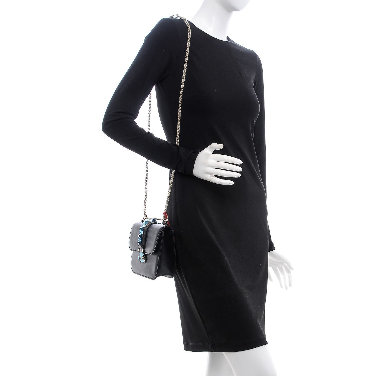 Valentino Garavani Vitello Small Glam Lock Rockstud Flap Black 2 of 6