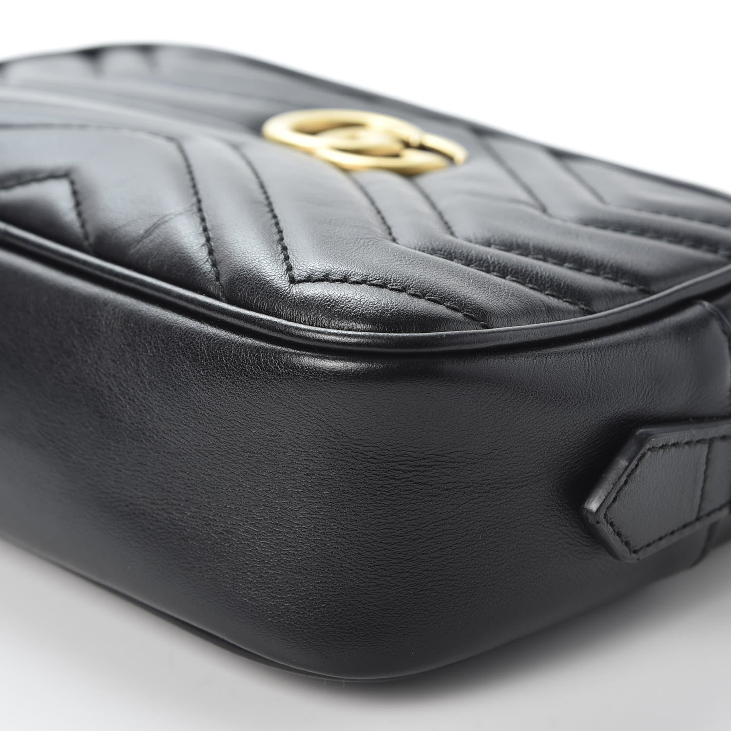 Gucci Calfskin Matelasse Mini GG Marmont Chain Shoulder Bag Black 6 of 10