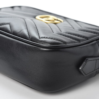 Gucci Calfskin Matelasse Mini GG Marmont Chain Shoulder Bag Black 6 of 10