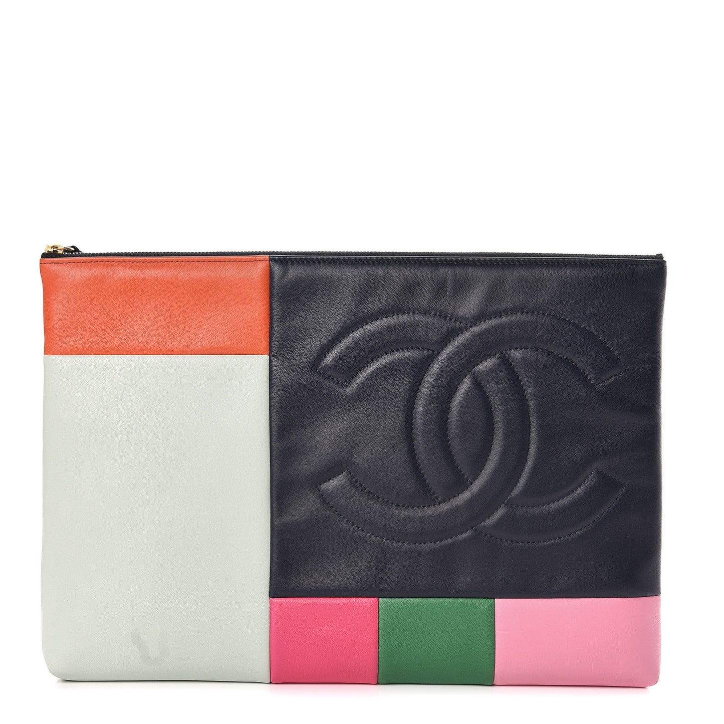 Lambskin Colorblock Cosmetic Case Multicolor