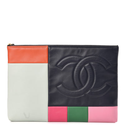 Chanel Lambskin Colorblock Cosmetic Case Multicolor 1 of 14