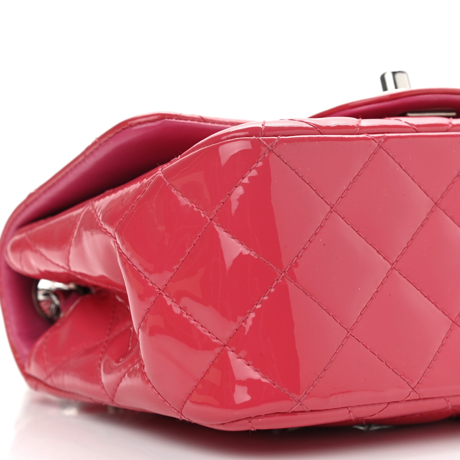 Chanel Patent Quilted Mini Square Flap Pink 5 of 12