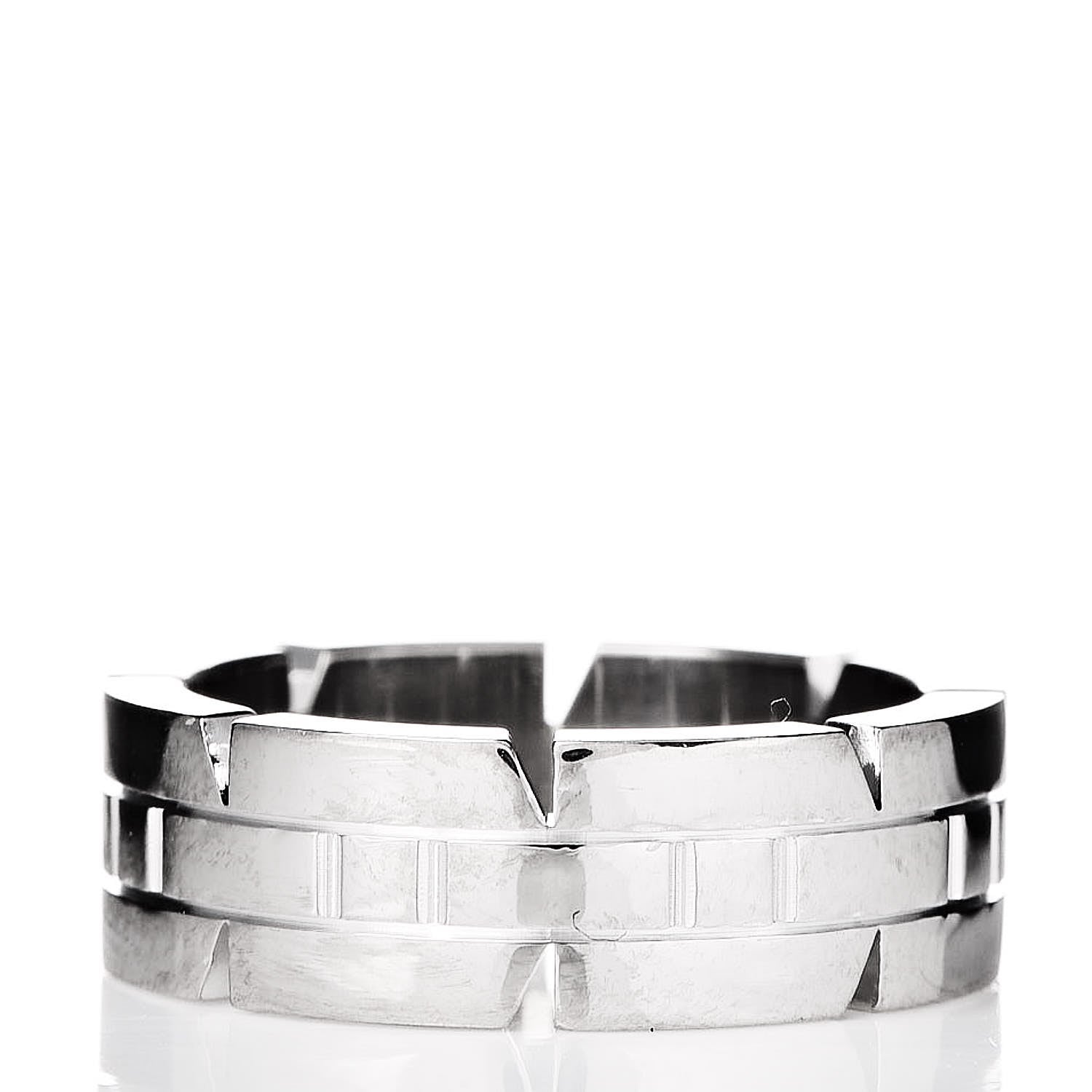 Cartier 18K White Gold Diamond Tank Francaise Band Ring 49 4.75 3 of 5