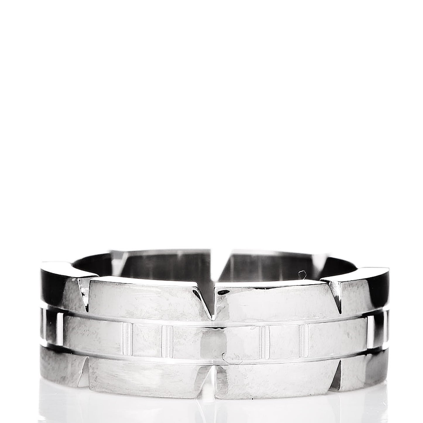 18K White Gold Diamond Tank Francaise Band Ring 49 5