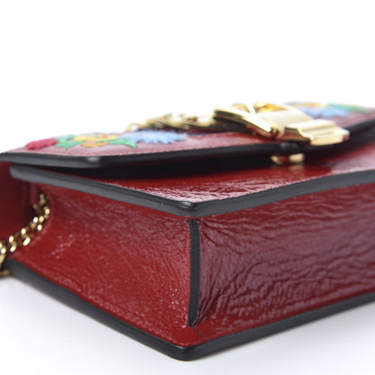 Gucci Patent Embroidered Super Mini Sylvie Chain Shoulder Bag Hibiscus Red 5 of 10