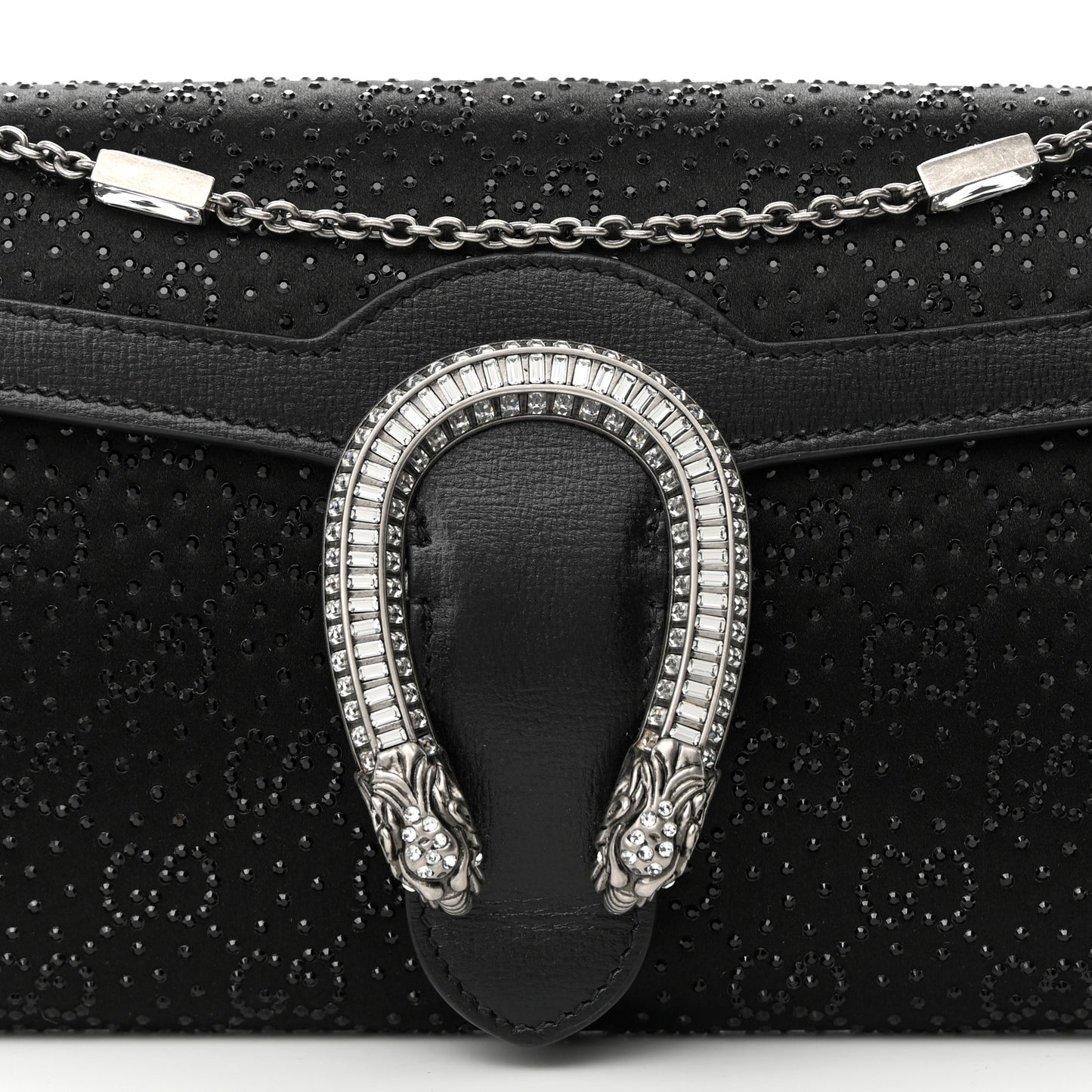 Satin Crystal Small Dionysus Shoulder Bag Black