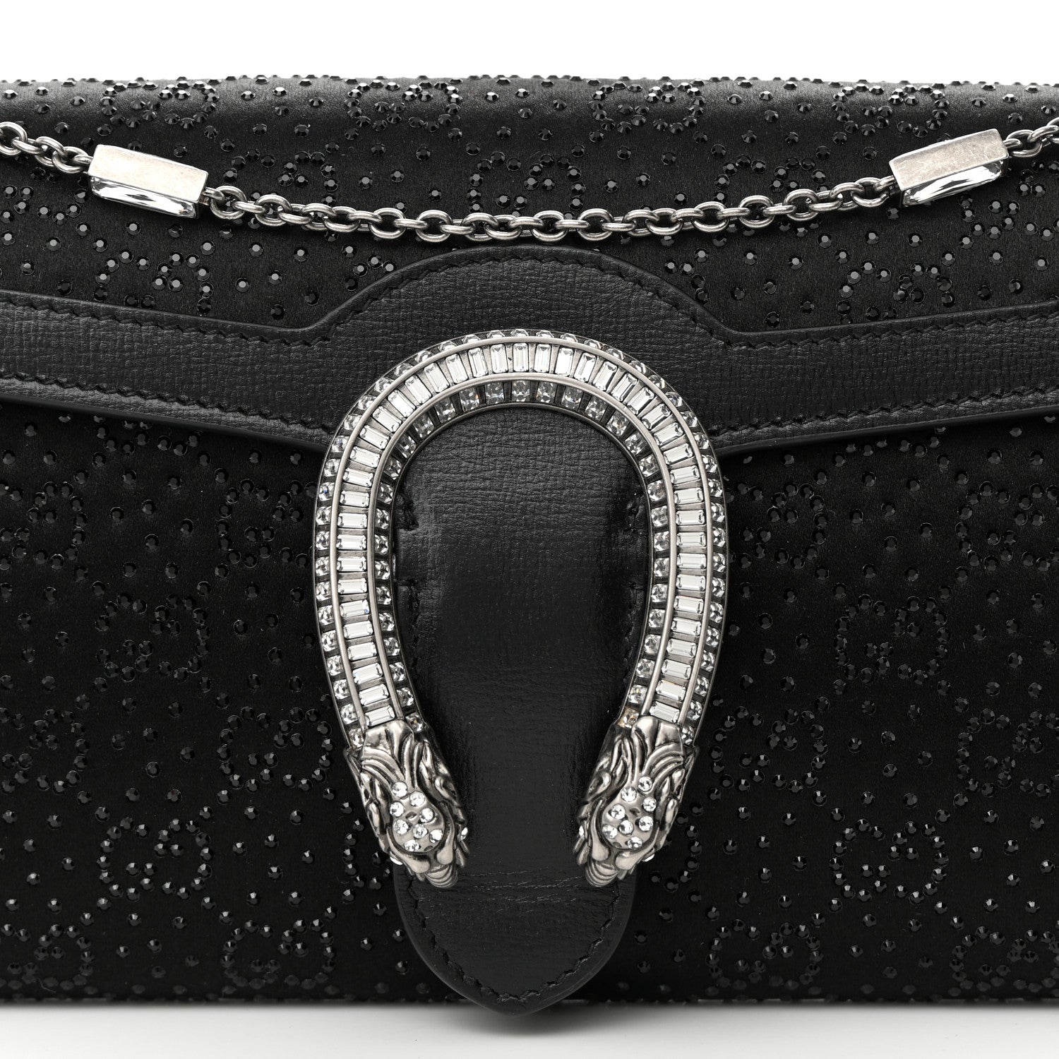 Gucci Satin Crystal Small Dionysus Shoulder Bag Black 8 of 11