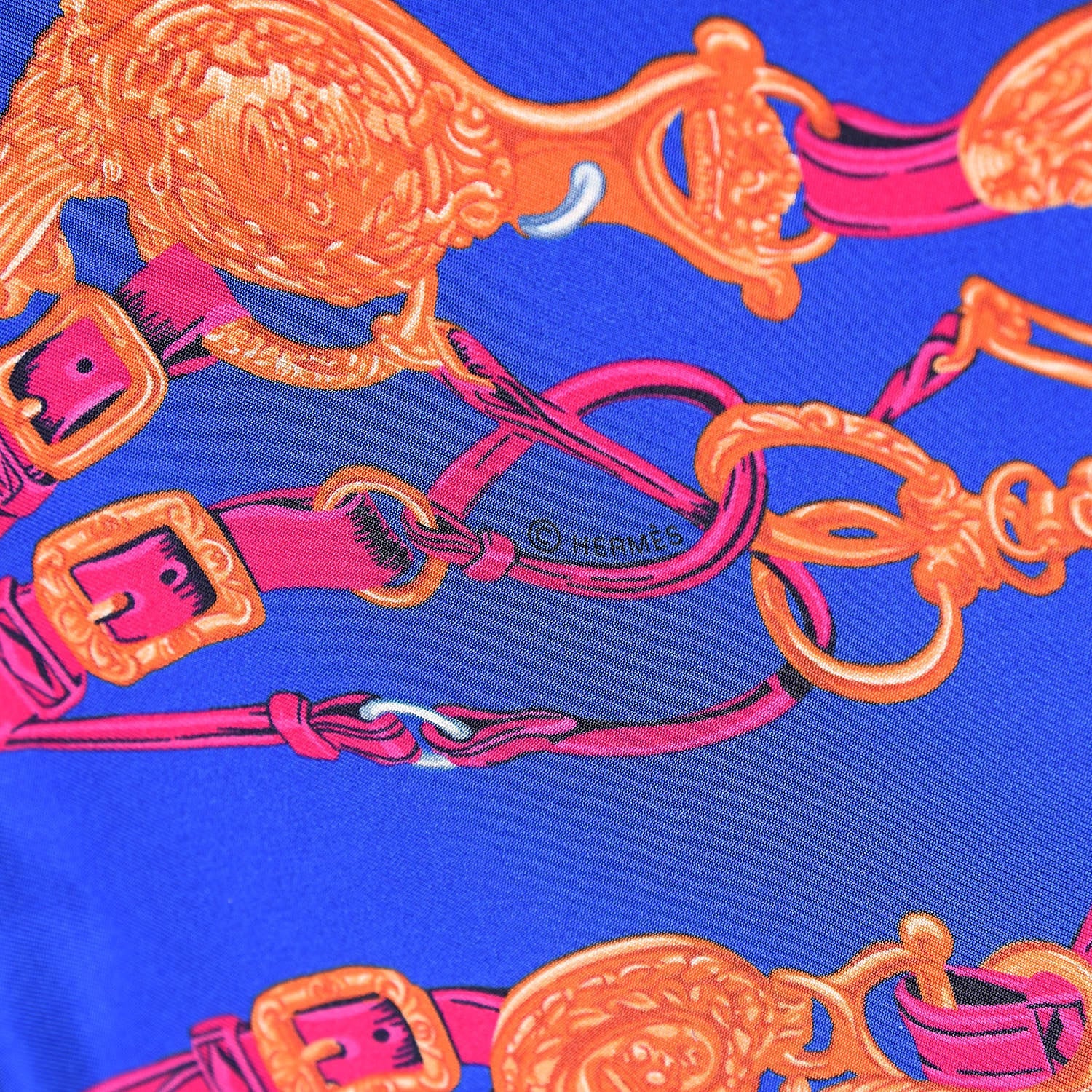 Hermes Silk Brides De Gala Maxi Twilly Orange Bleu Electrique Fuchsia 3 of 5