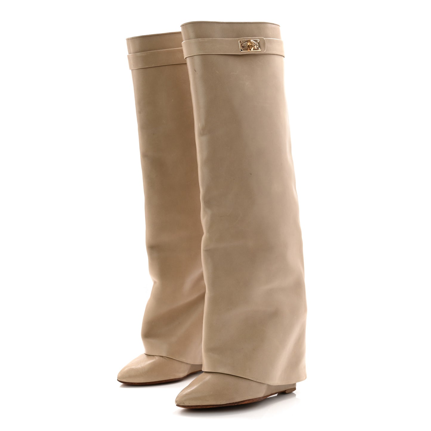 Calfskin Shark Lock Pant Boots 40 Beige