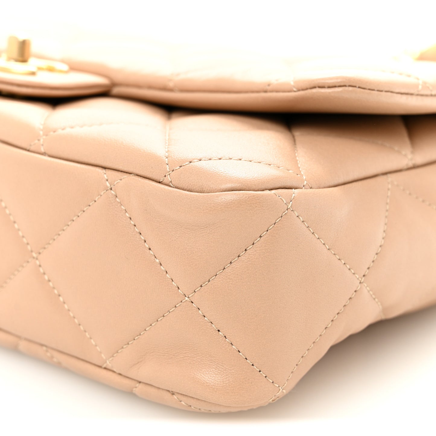 Lambskin Quilted Large CC Funky Town Flap Beige