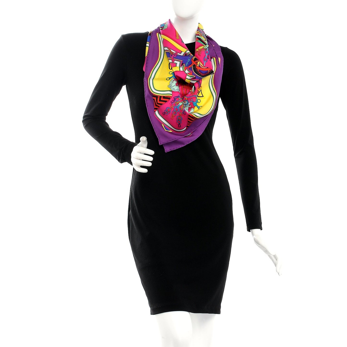 Silk Bouquets Sellier Scarf 90 Violet Jaune Vif Fuchsia