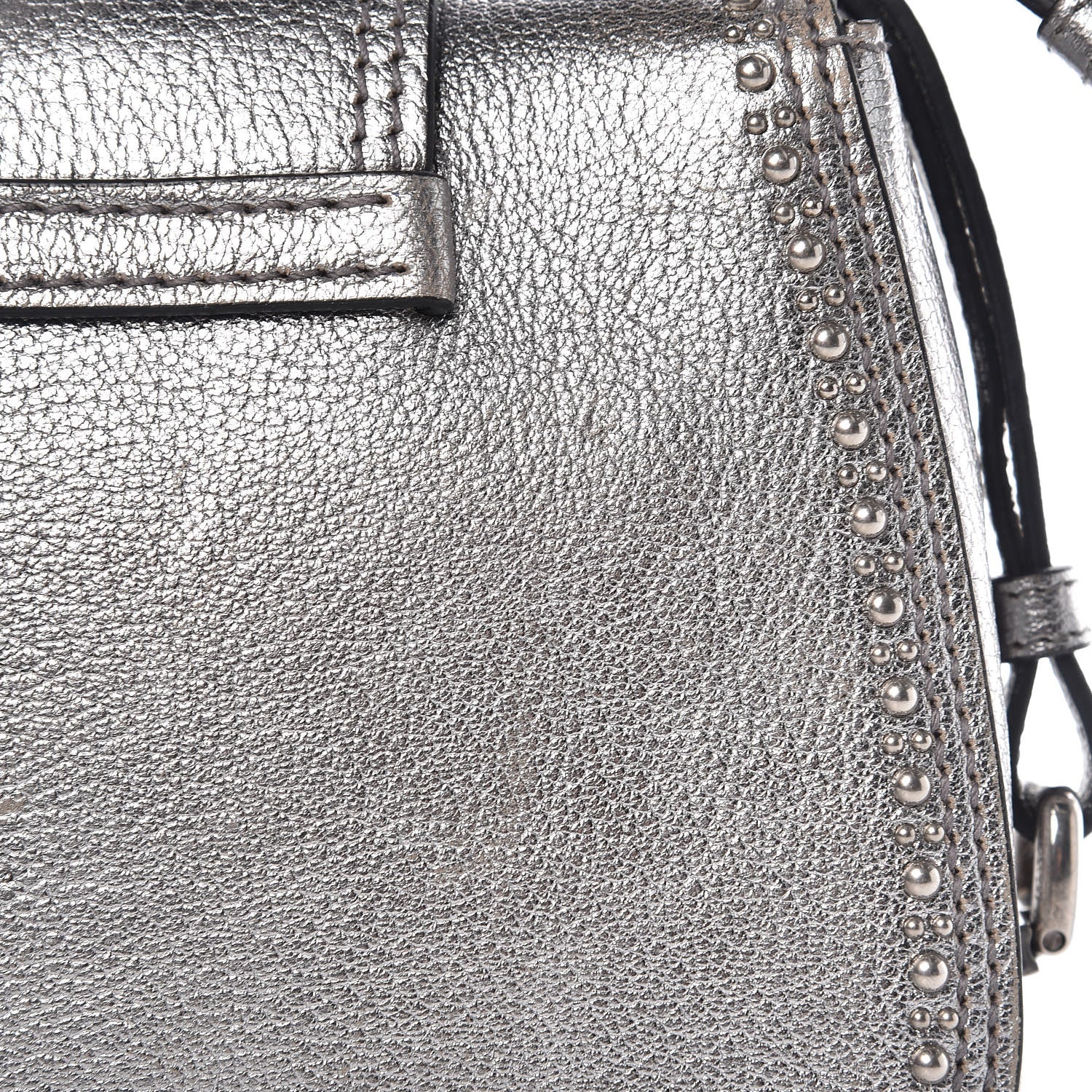 Miu Miu Metallic Goatskin Madras Stud Embellished Buckle Dahlia Shoulder Bag Chrome 19 of 20