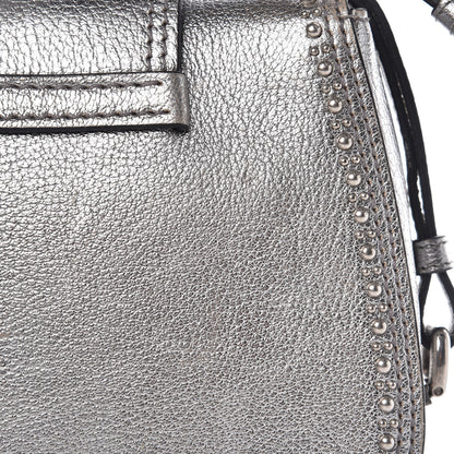 Miu Miu Metallic Goatskin Madras Stud Embellished Buckle Dahlia Shoulder Bag Chrome 19 of 20