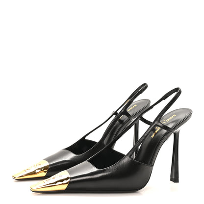 Saint Laurent Smooth Calfskin Jeanne 110 Slingback Pumps 37 Black 4 of 10