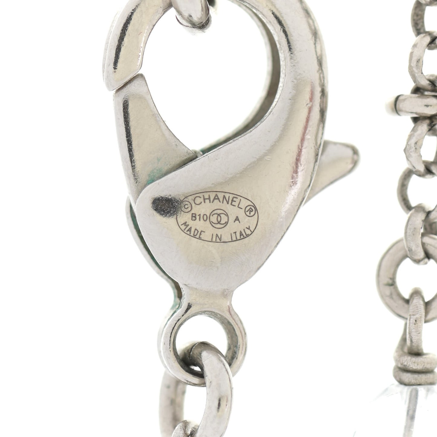 Crystal Beaded CC Necklace Silver Black