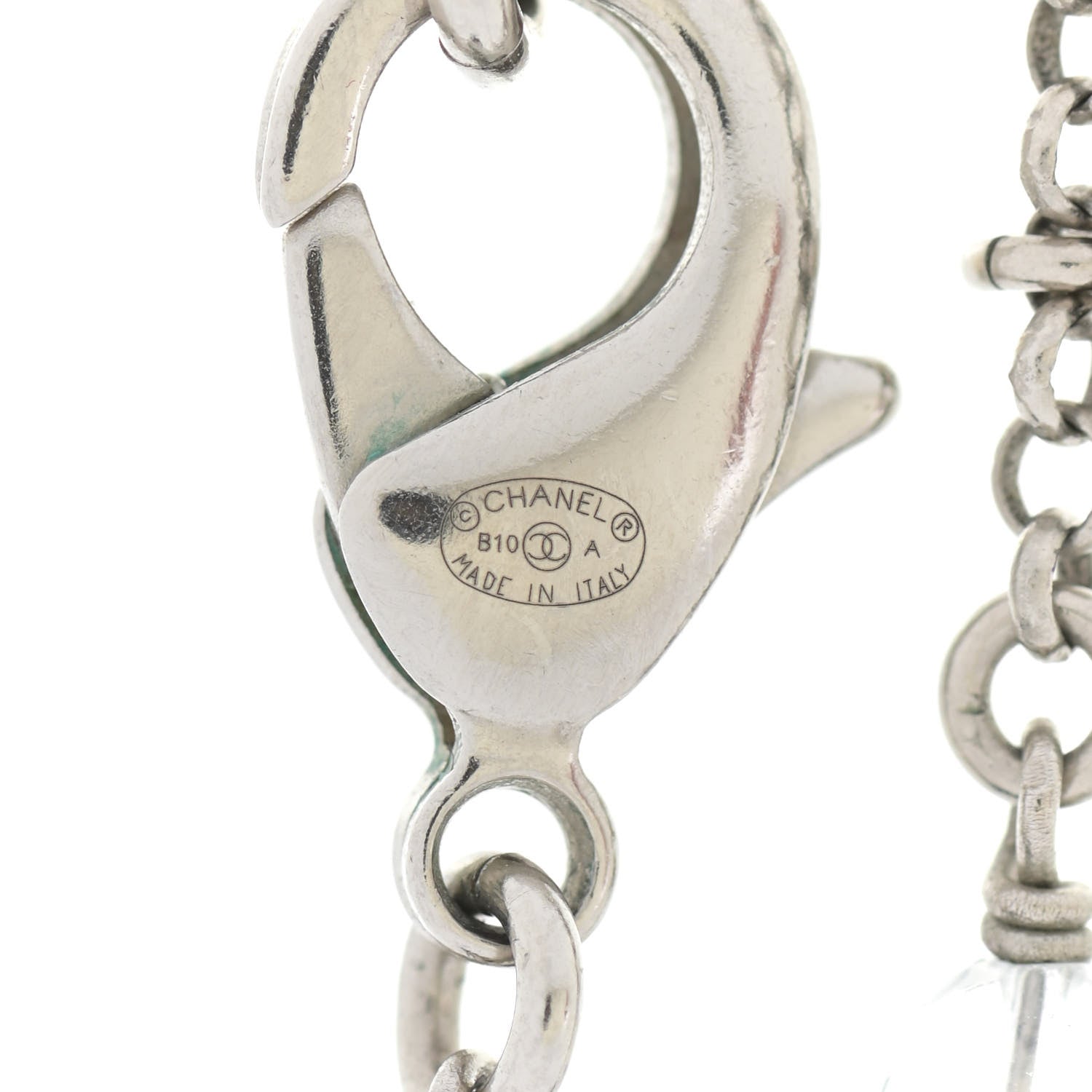 Chanel Crystal Beaded CC Necklace Silver Black 4 of 5