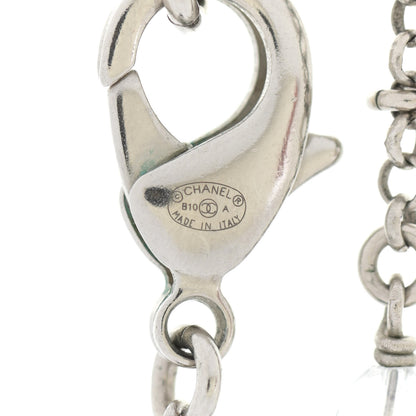 Chanel Crystal Beaded CC Necklace Silver Black 4 of 5