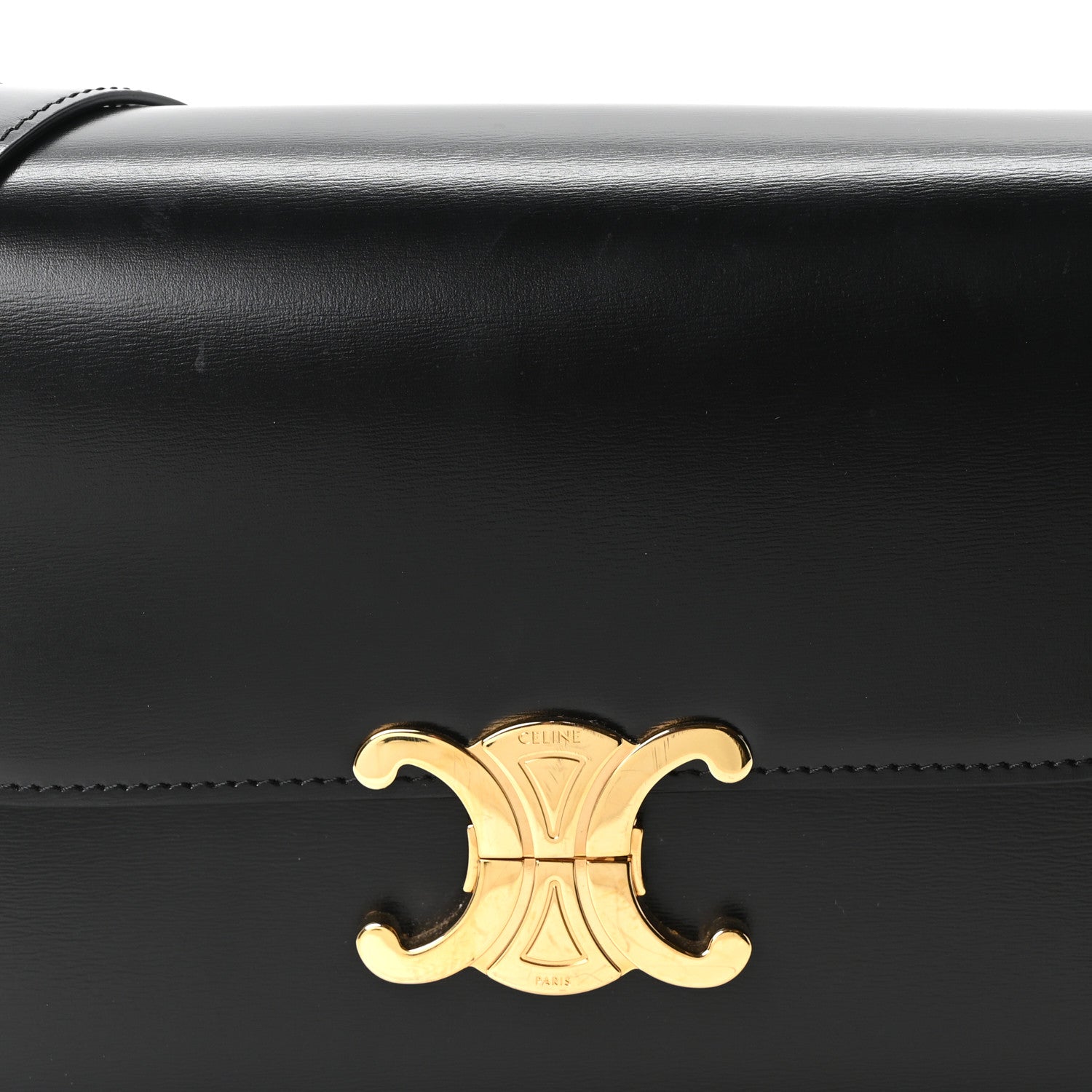 Celine Shiny Calfskin Medium Triomphe Black 8 of 10