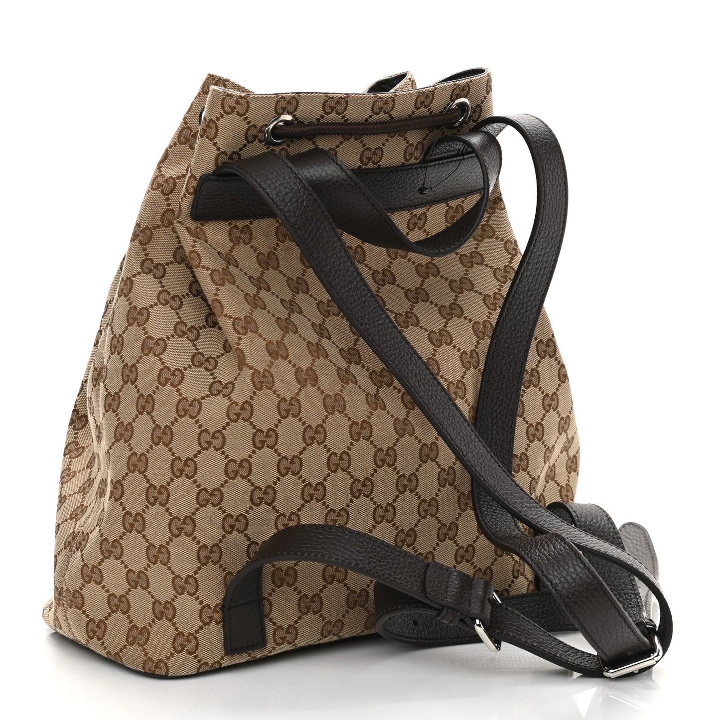 Monogram Dollar Calfskin O Drawstring Backpack Beige Ebony Testa di Moro Dark Chocolate