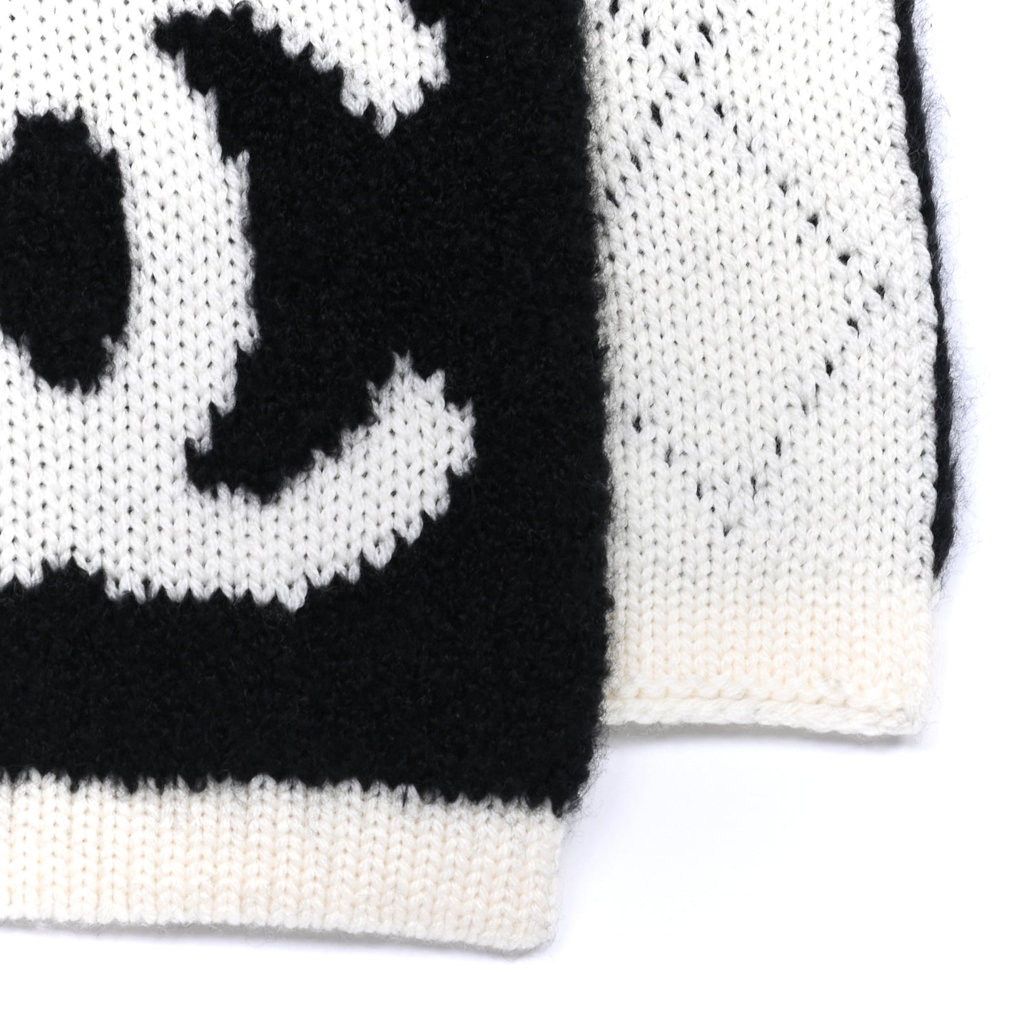 Wool Cashmere Silk CC Scarf Black White