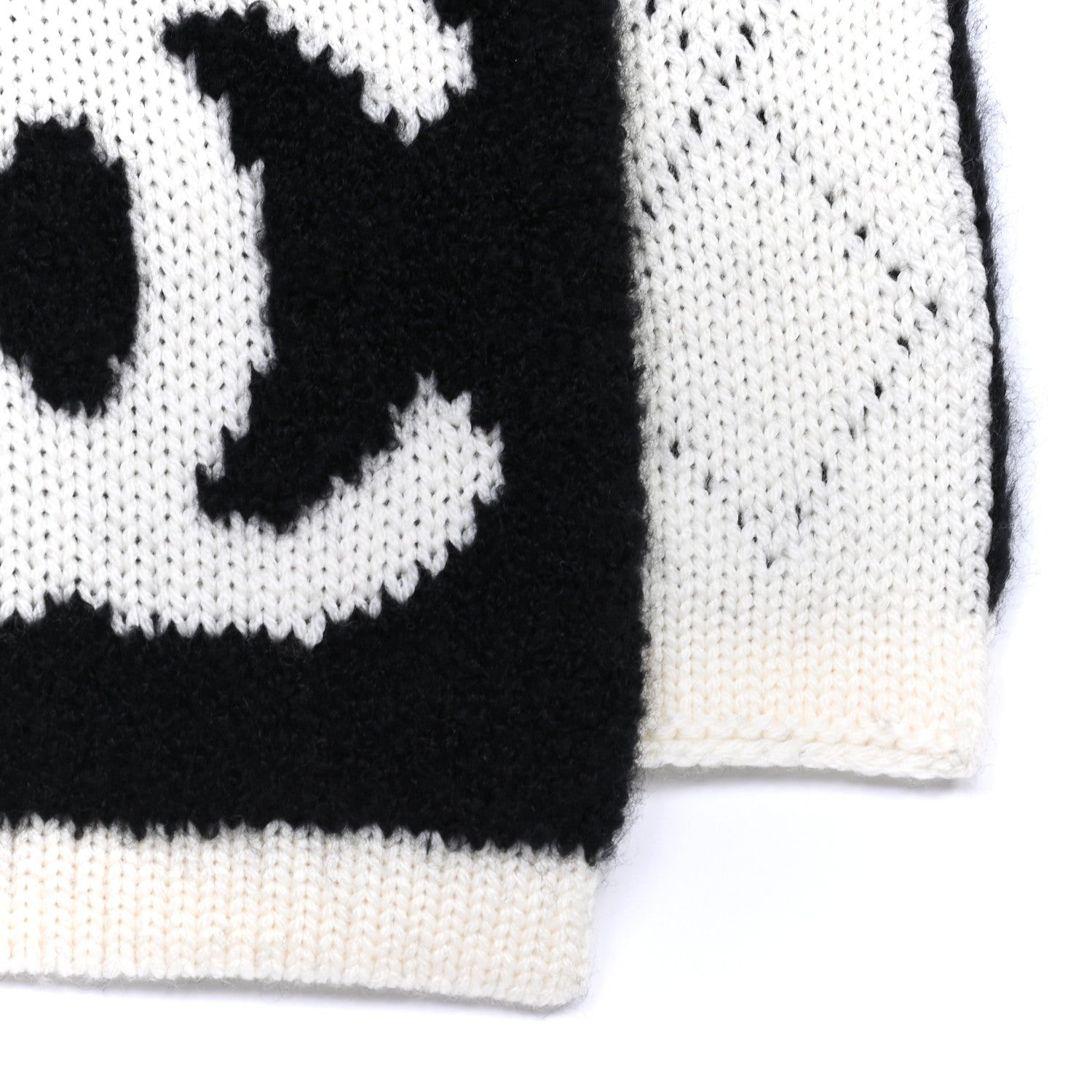 Chanel Wool Cashmere Silk CC Scarf Black White 4 of 4