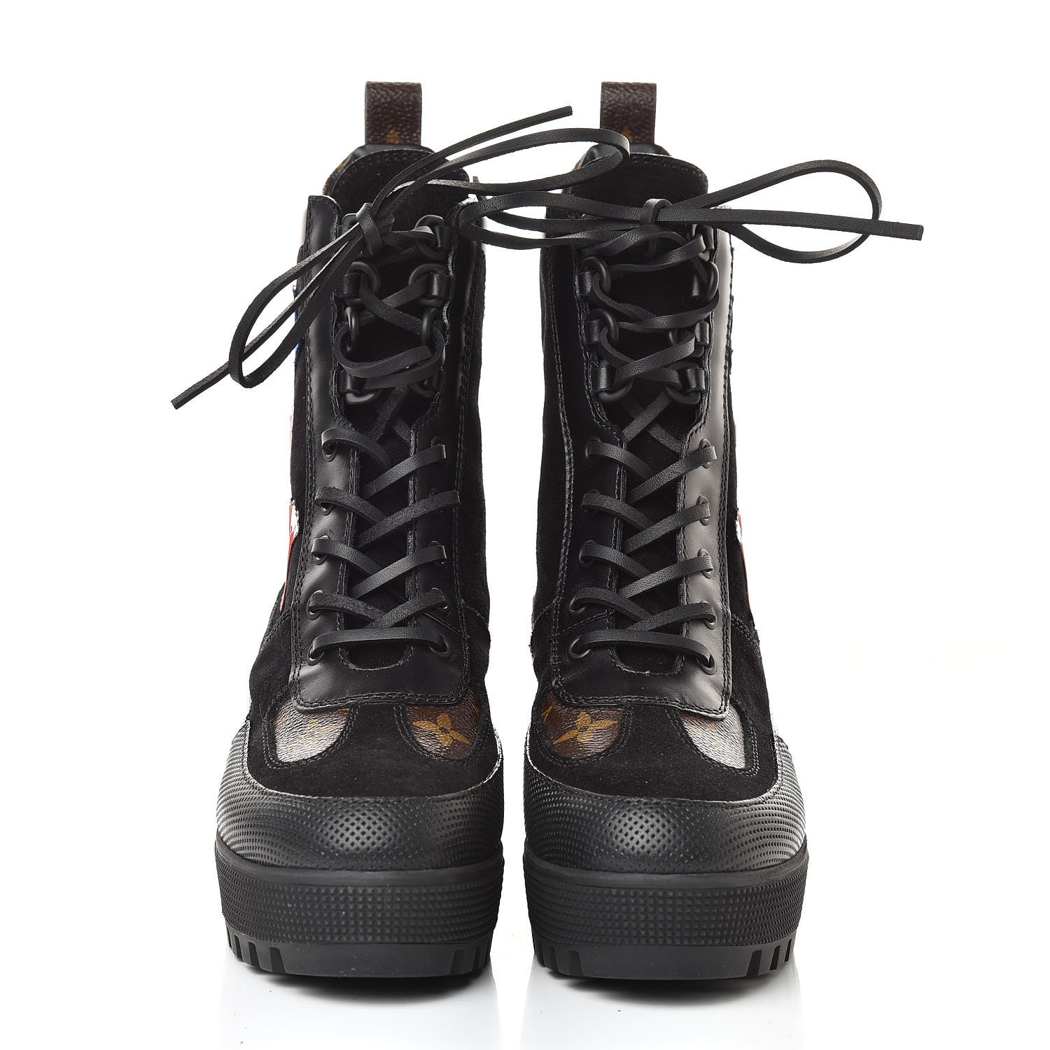 Louis Vuitton Suede Calfskin Monogram LV Black Heart Laureate Platform Desert Boots 37.5 Black 2 of 8