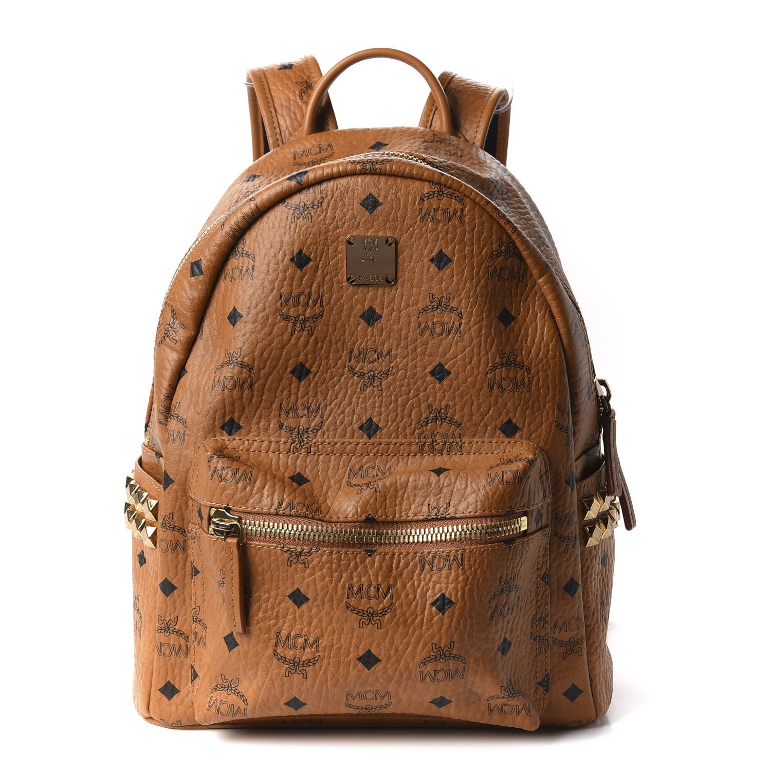 MCM Visetos Small Side Stud Stark Backpack Cognac 1 of 9