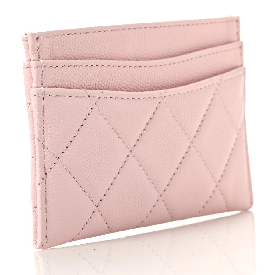 Caviar Quilted Card Holder Light Pink