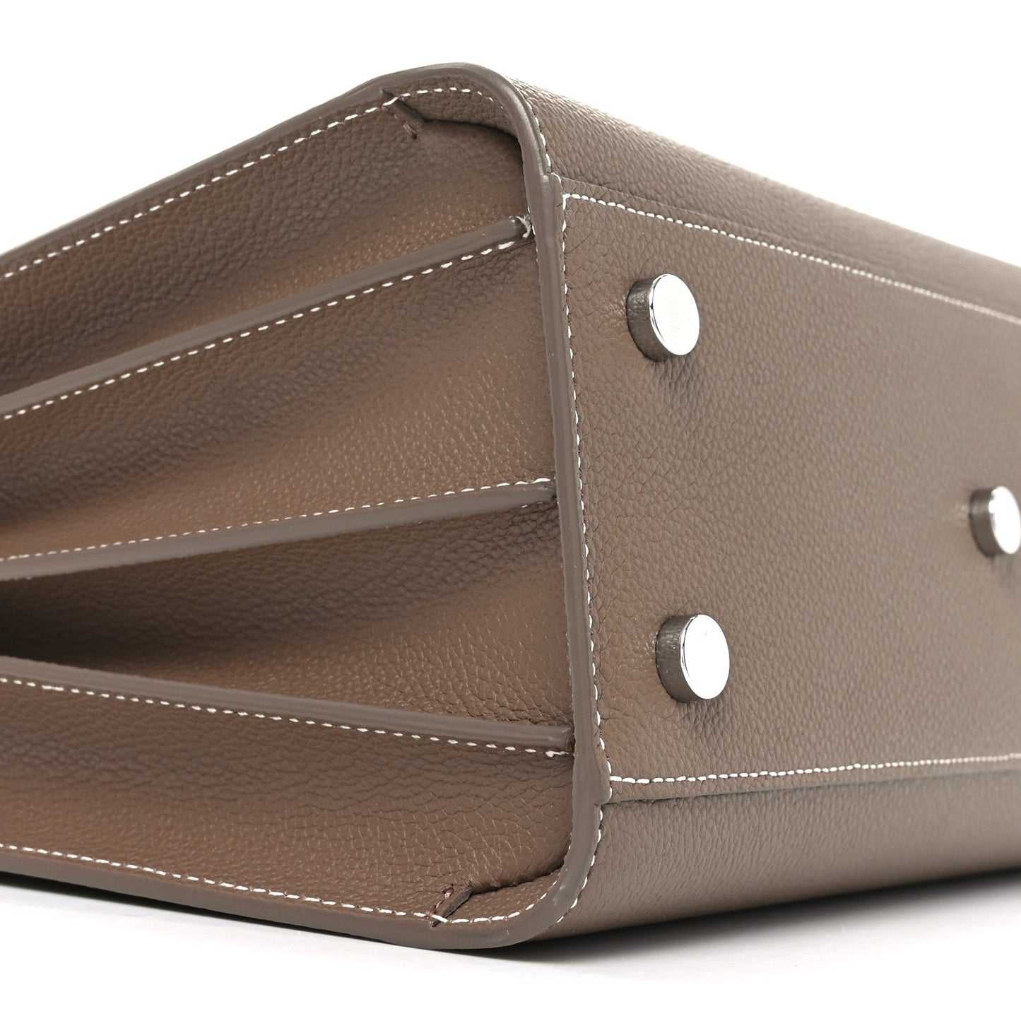 Grained Calfskin Topstich Baby Sac De Jour Taupe