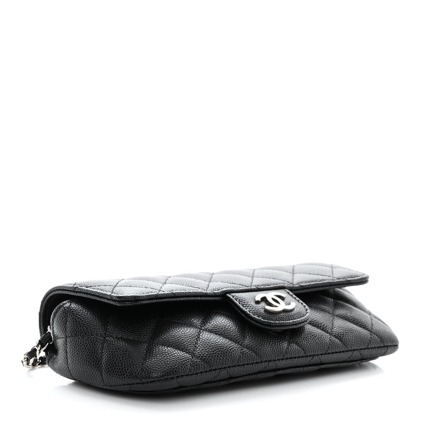 Caviar Quilted Glasses Case With Chain Black