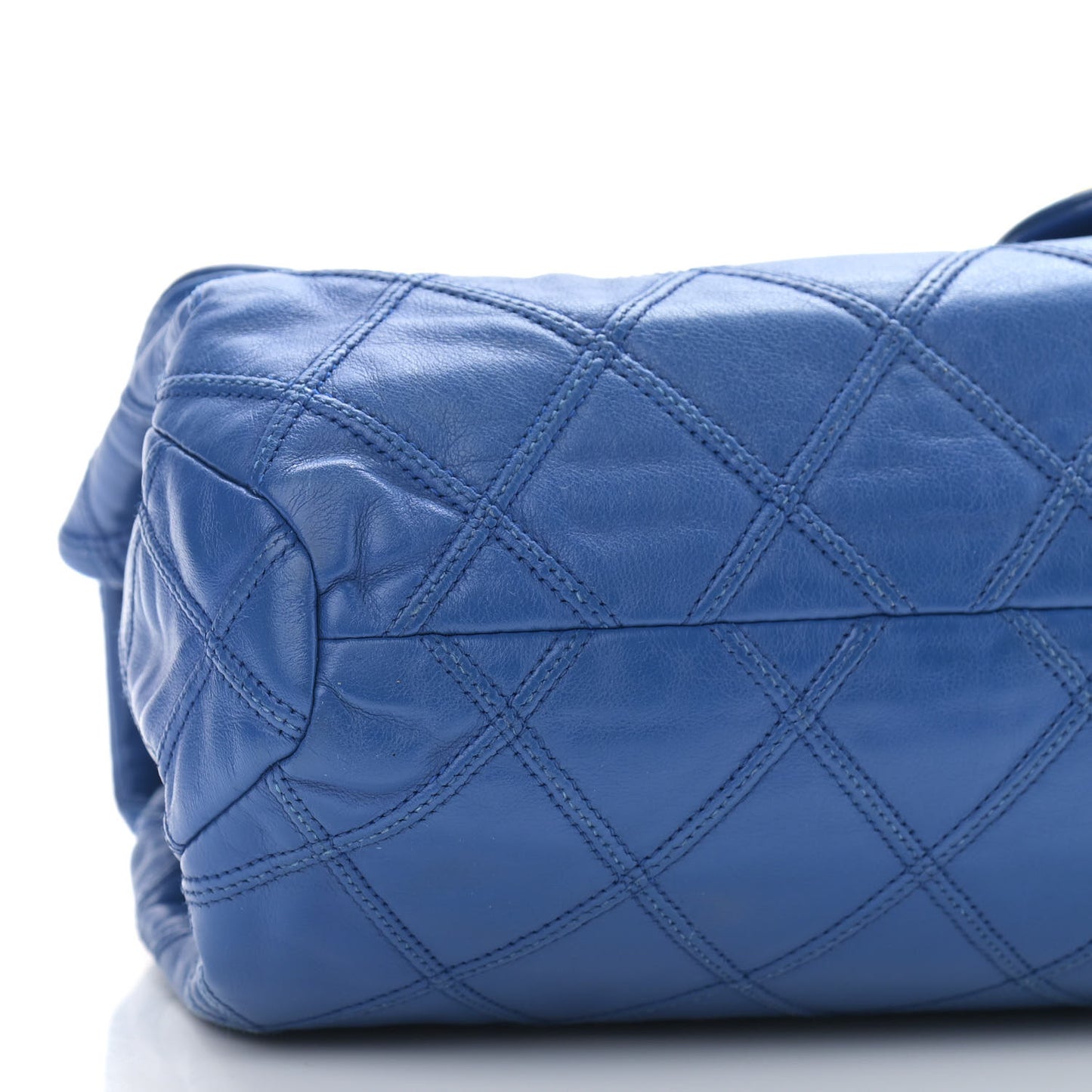 Calfskin Stitched Thin City Flap Blue