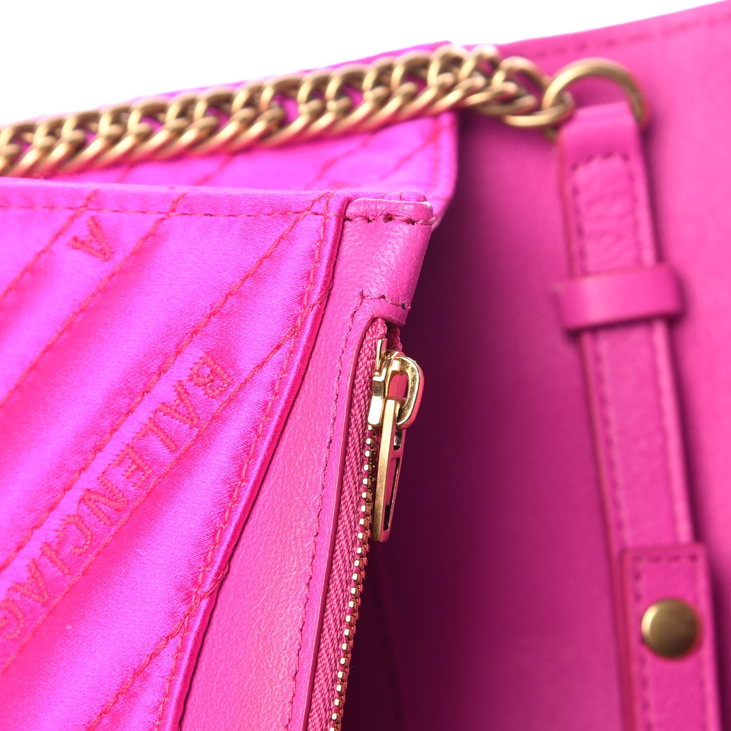 Balenciaga Satin Jacquard Logo Matelasse BB Wallet On Chain Fuchsia 12 of 12
