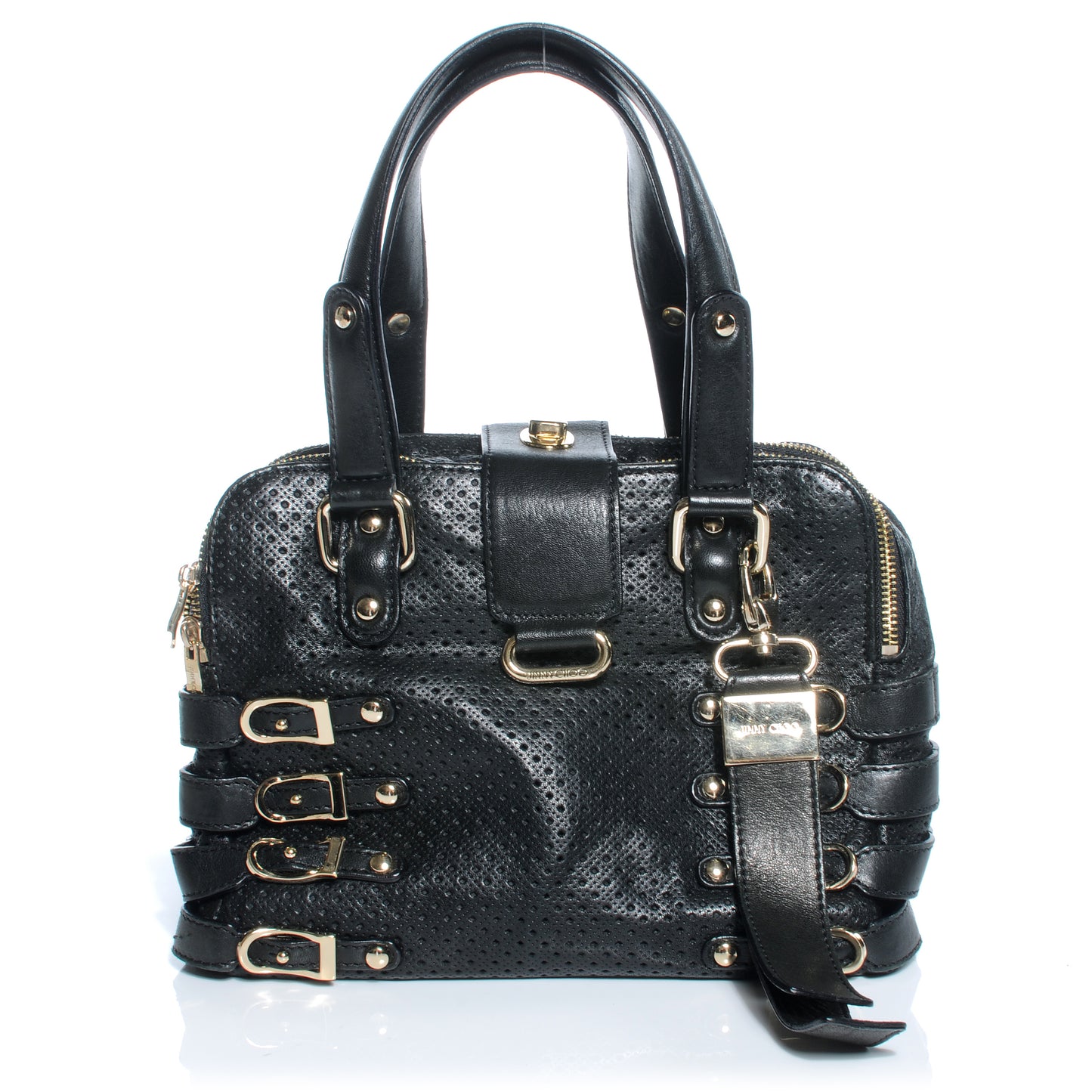 Leather Perforated Blythe M Handbag Black