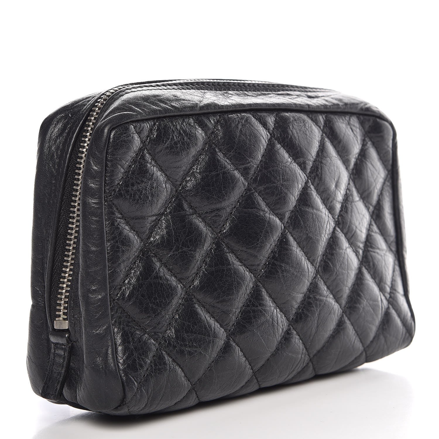 Chanel Aged Calfskin Quilted Cambon Cosmetic Case Black 3 of 8