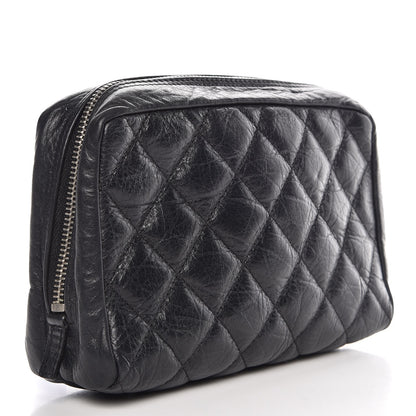 Chanel Aged Calfskin Quilted Cambon Cosmetic Case Black 3 of 8