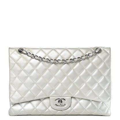 Chanel Metallic Lambskin Quilted Maxi Single Flap Silver 1 of 16