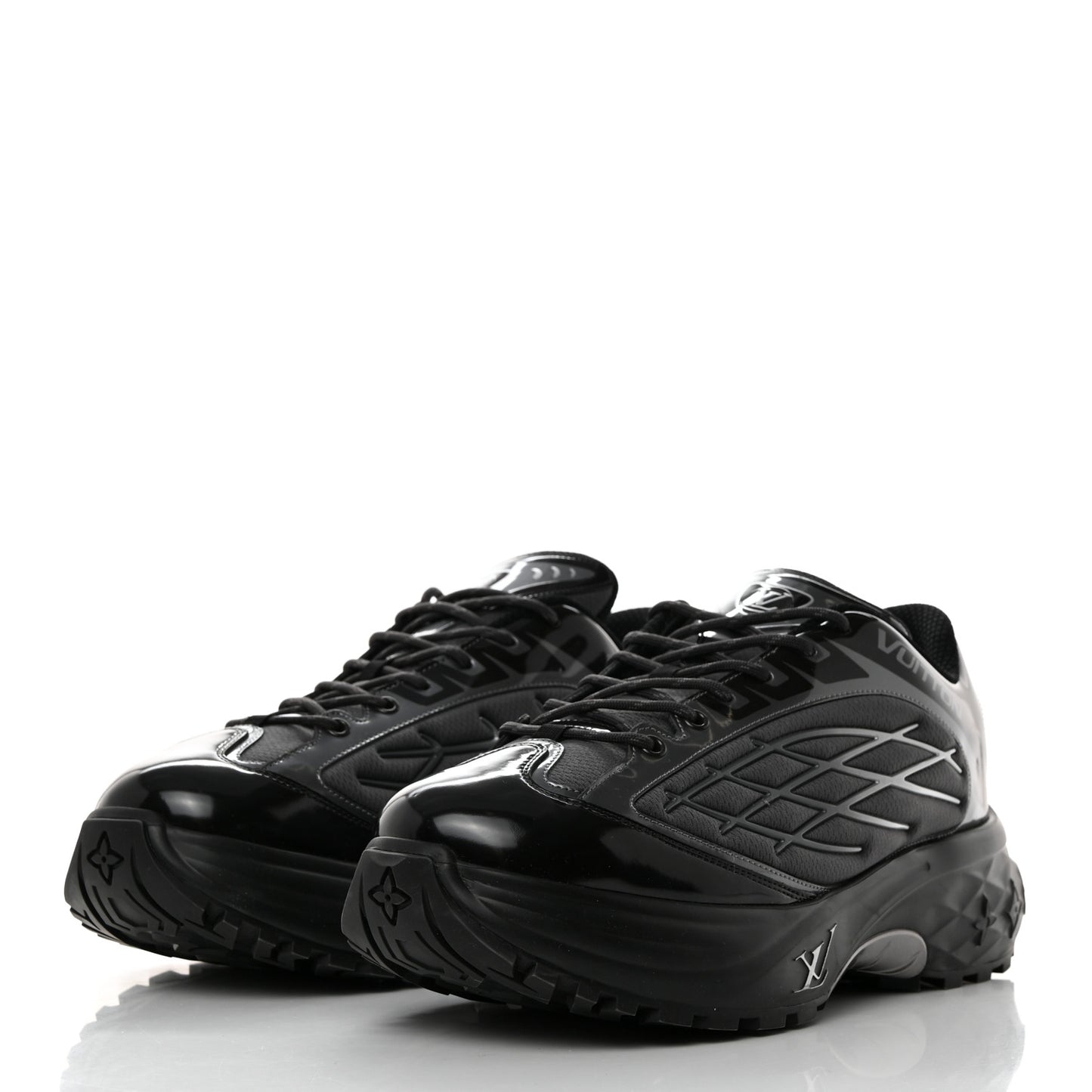Monogram Discovery Lace Up Sneakers 9 Black Silver
