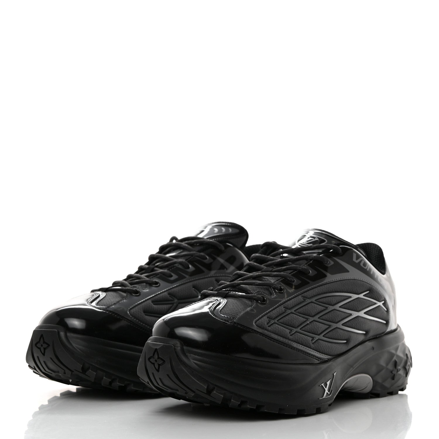 Louis Vuitton Monogram Discovery Lace Up Sneakers 9 Black Silver 3 of 8