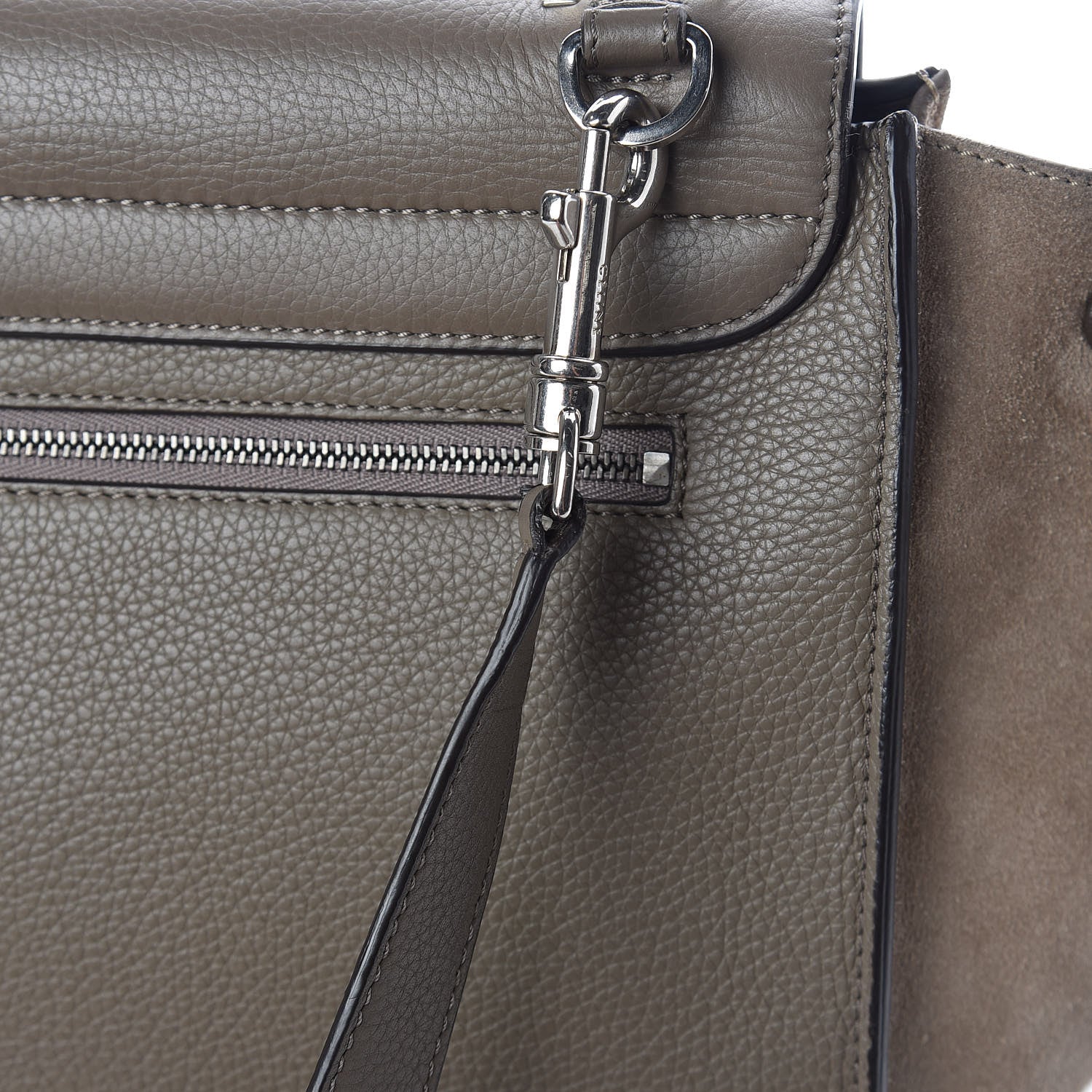 Celine Drummed Calfskin Suede Medium Trapeze Taupe 14 of 16