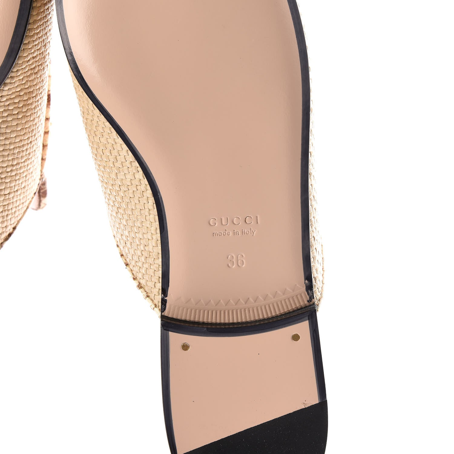 Gucci Straw Elaphe Womens Princetown Slippers 36 Natural Cream Brown 6 of 9