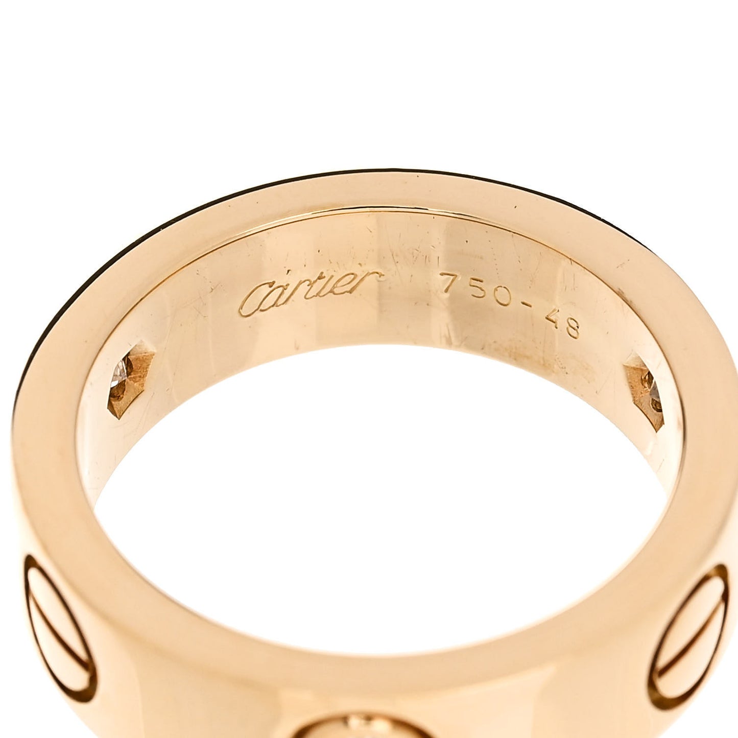 18K Yellow Gold 3 Diamond 5.5mm LOVE Ring 48 4.5