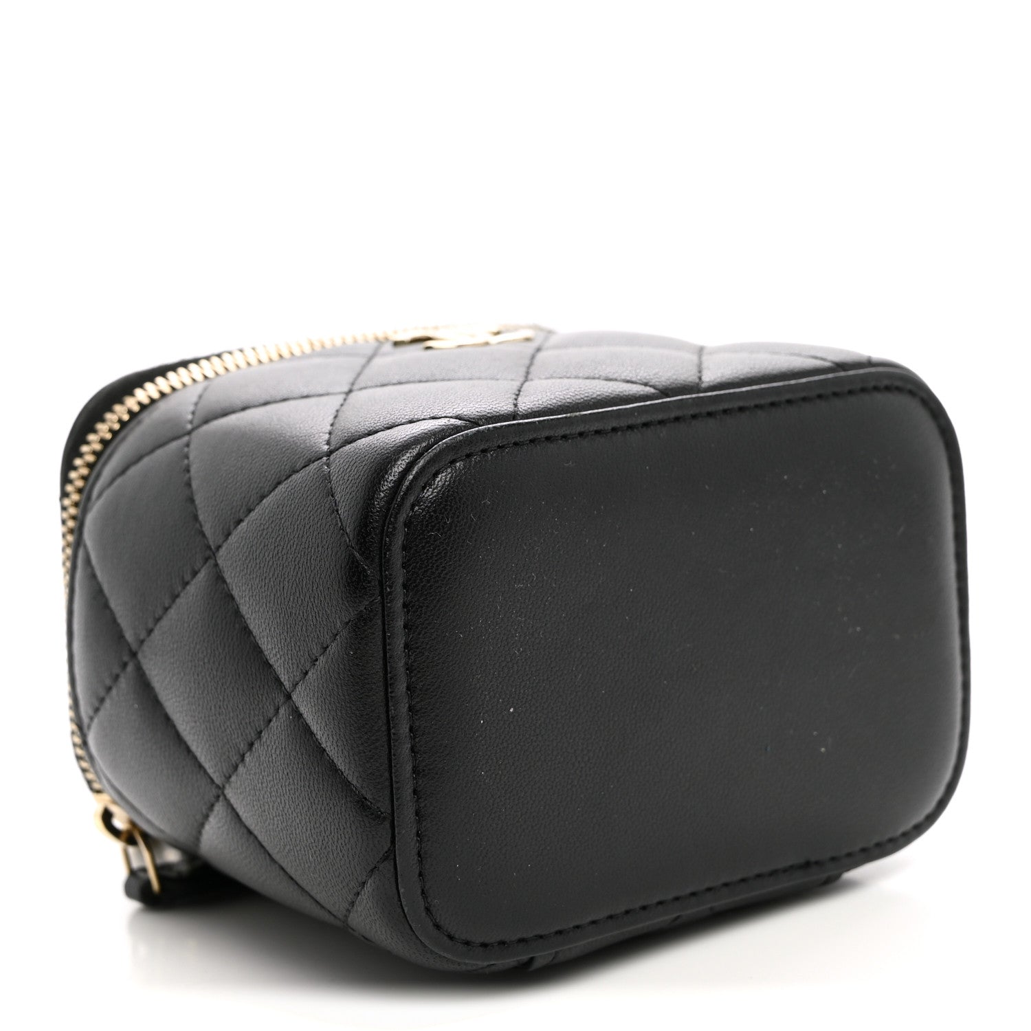 Chanel Lambskin Quilted Top Handle Mini Vanity Case With Chain Black 4 of 12