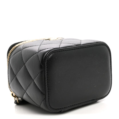 Chanel Lambskin Quilted Top Handle Mini Vanity Case With Chain Black 4 of 12
