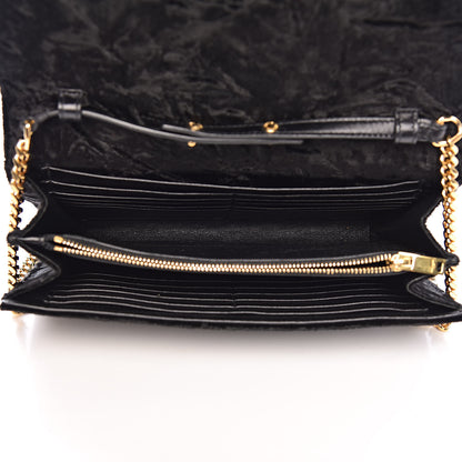 Saint Laurent Velvet Monogram Chain Wallet Black 5 of 11