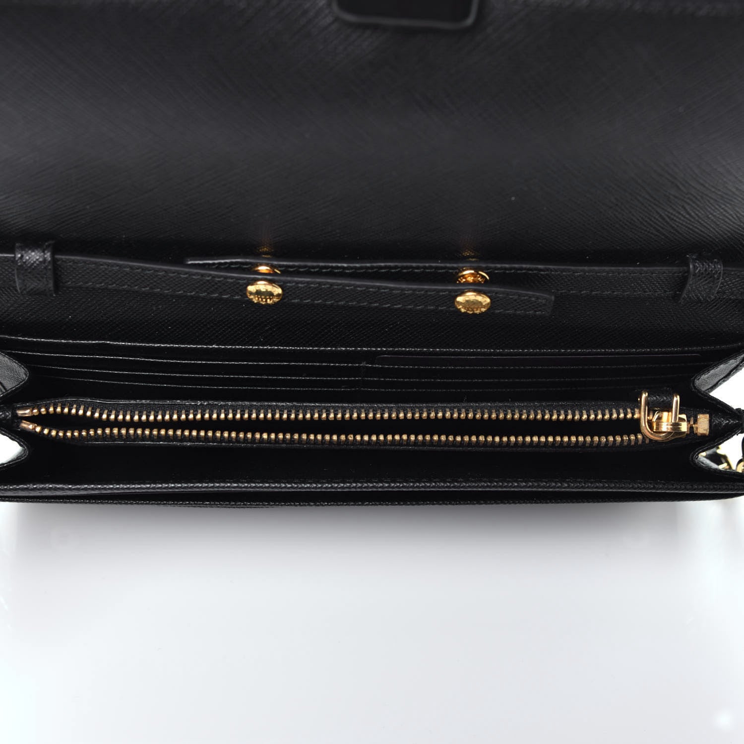 Prada Saffiano Metal Oro Chain Wallet Black 5 of 8