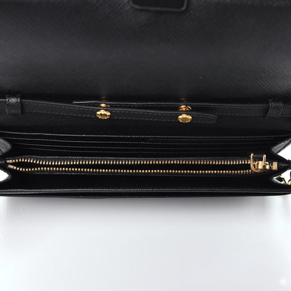 Prada Saffiano Metal Oro Chain Wallet Black 5 of 8