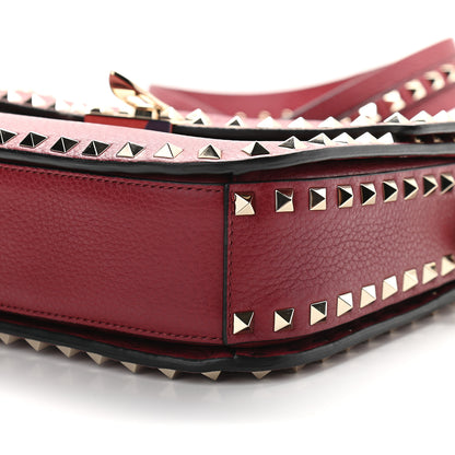 Valentino Garavani Pebbled Calfskin Medium Rockstud Flap Saddle Bag Rubino 8 of 8